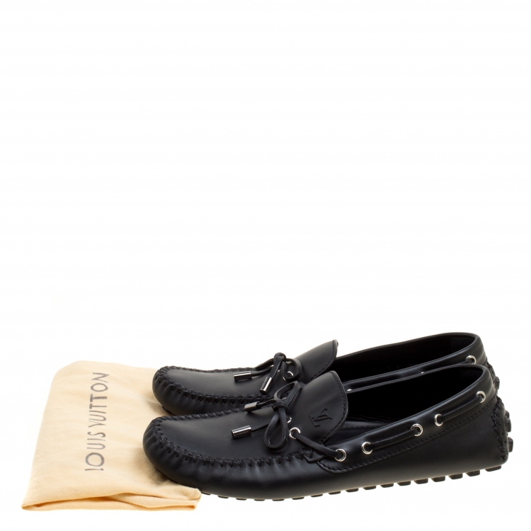 Pre Owned Louis Vuitton Black Leather Arizona Loafers Size 43