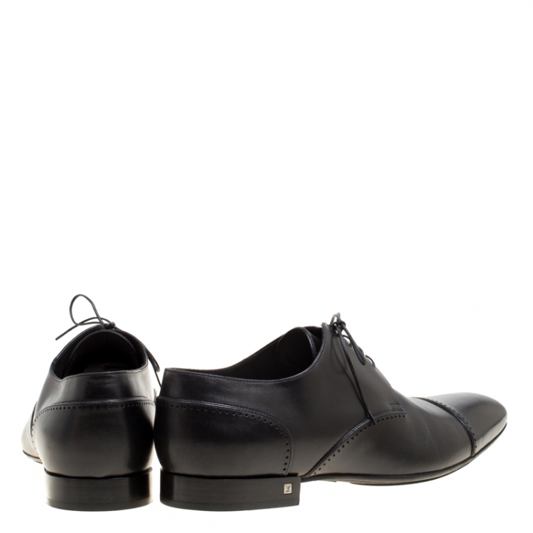 Pre Owned Louis Vuitton Black Leather Lace Up Derby Size 44.5