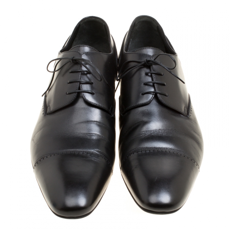 Pre Owned Louis Vuitton Black Leather Lace Up Derby Size 44.5