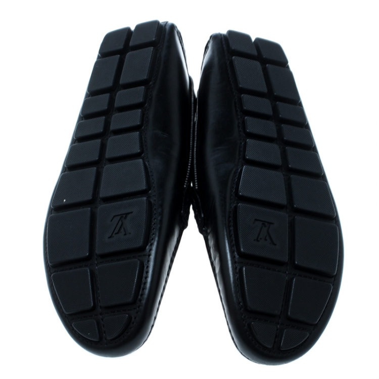 Pre Owned Louis Vuitton Black Leather Shade Penny Loafers Size 41