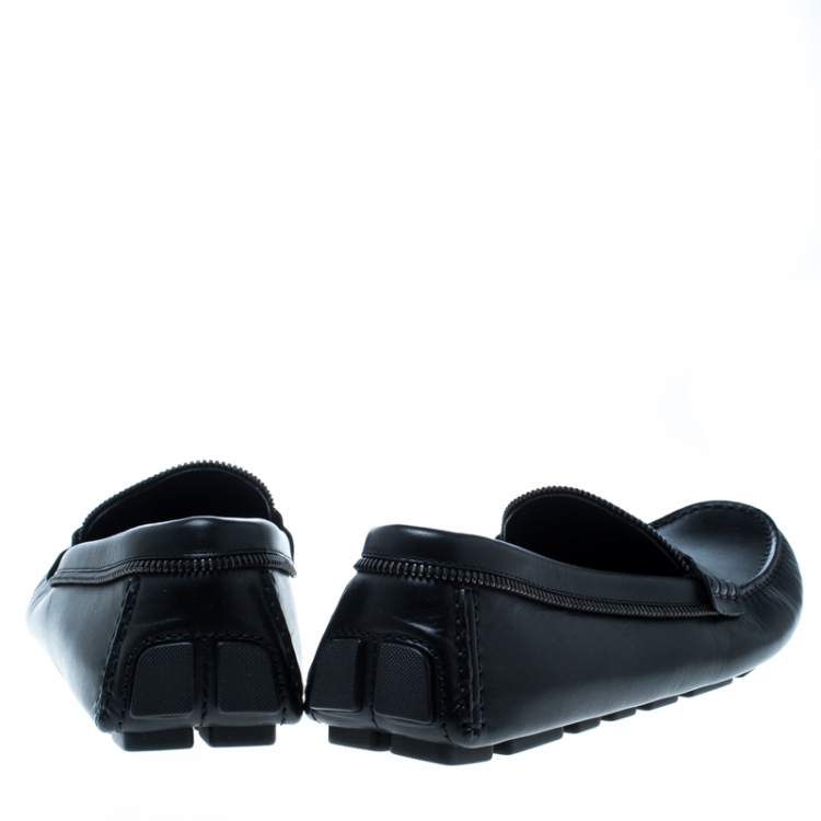 Pre Owned Louis Vuitton Black Leather Shade Penny Loafers Size 41
