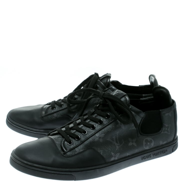 مملوكة مسبقًا Louis Vuitton Black Monogram Canvas and Leather Lace Up Sneakers Size 41.5