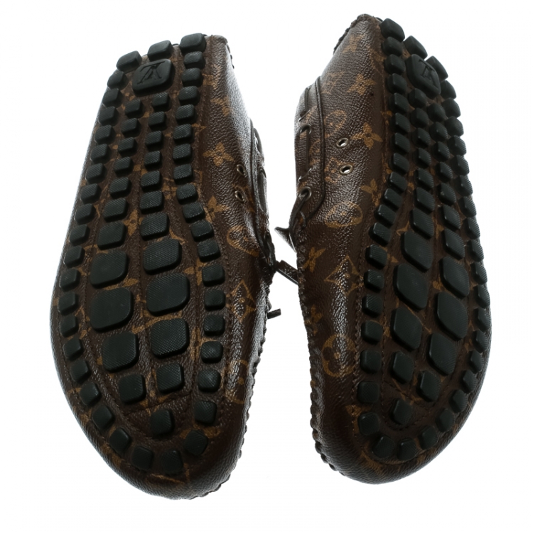 Pre Owned Louis Vuitton Brown Monogram Canvas Arizona Loafers Size 43