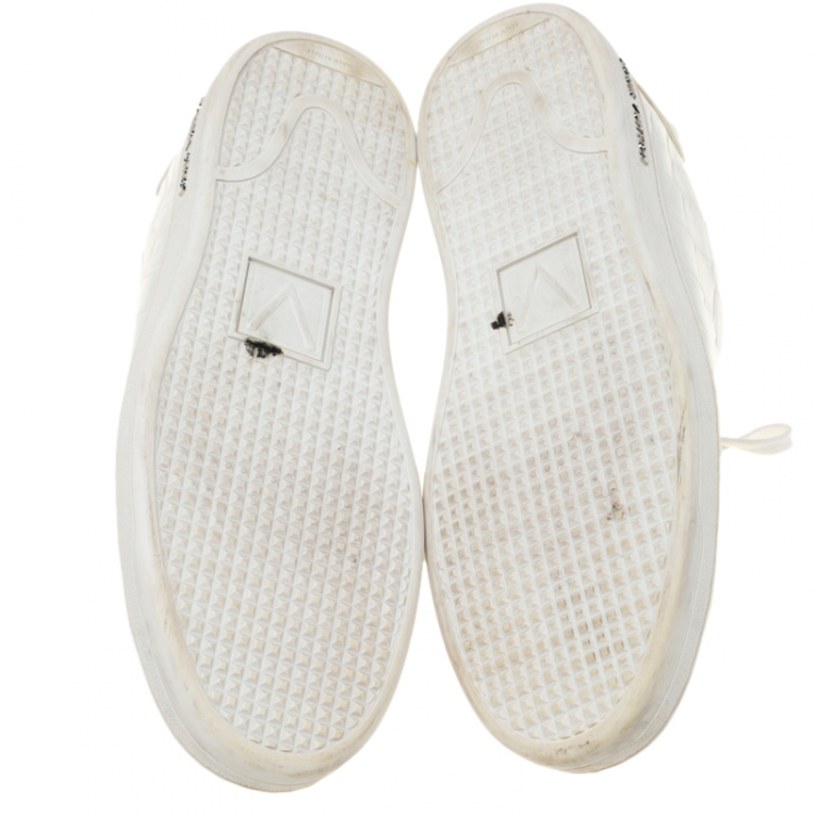 Pre Owned  Louis Vuitton White Croc Embossed Leather Frontrow Sneakers Size 41.5