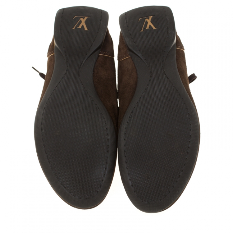 Pre Owned Louis Vuitton Brown Suede and Monogram Canvas Energie Sneakers Size 43