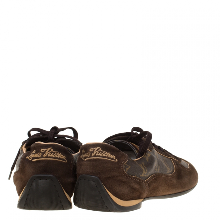 Pre Owned Louis Vuitton Brown Suede and Monogram Canvas Energie Sneakers Size 43