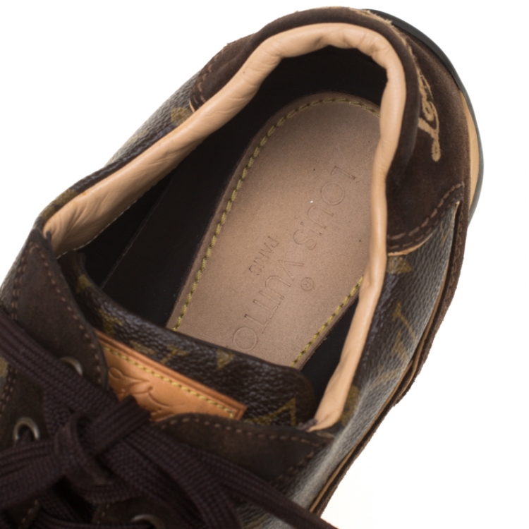 Pre Owned Louis Vuitton Brown Suede and Monogram Canvas Energie Sneakers Size 43