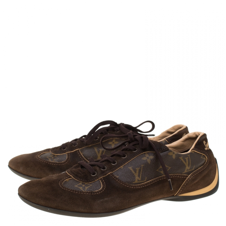 Pre Owned Louis Vuitton Brown Suede and Monogram Canvas Energie Sneakers Size 43