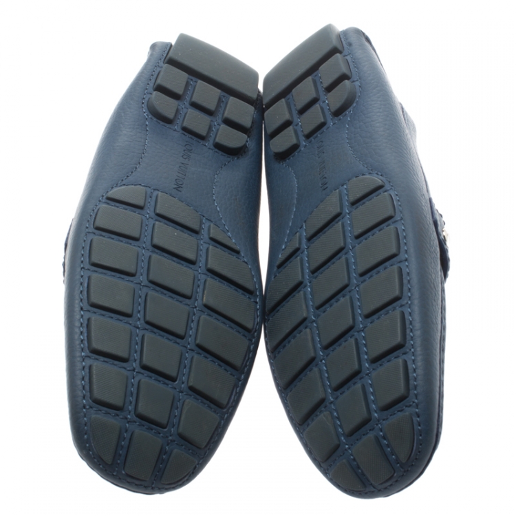 Pre Owned Louis Vuitton Blue Leather Monte Carlo Loafers Size 41