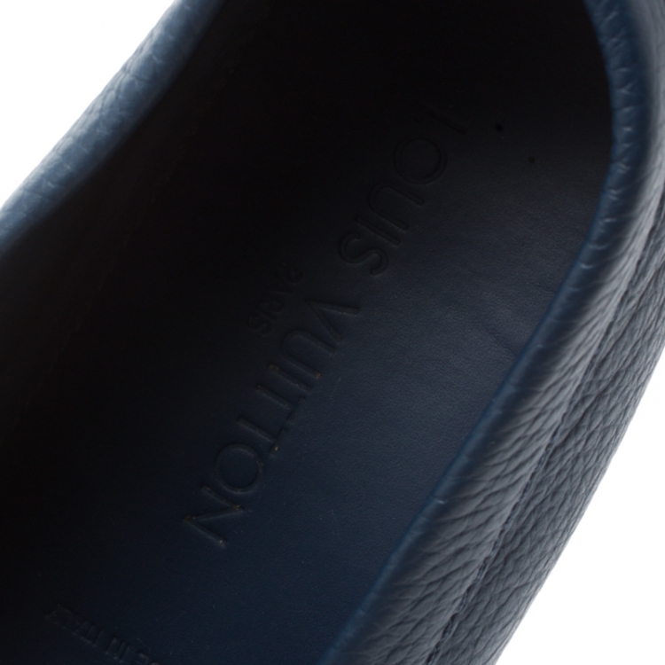 Pre Owned Louis Vuitton Blue Leather Monte Carlo Loafers Size 41
