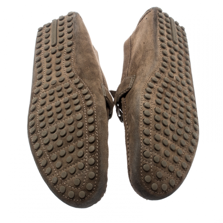 Pre Owned Louis Vuitton Beige Suede Hockenheim Loafers Size 43