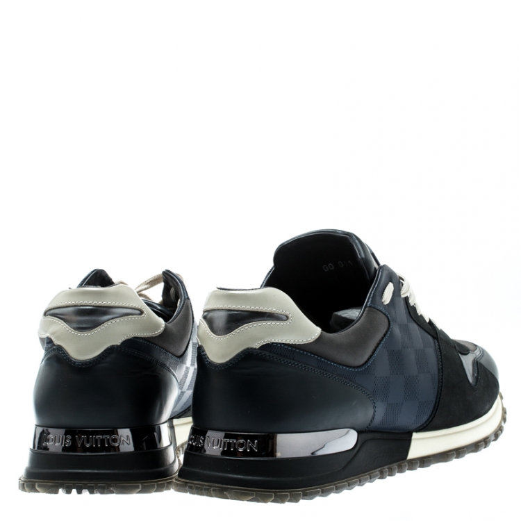 Pre Owned Louis Vuitton Black Damier Fabric And Leather Trim Run Away Lace Up Sneakers Size 41.5