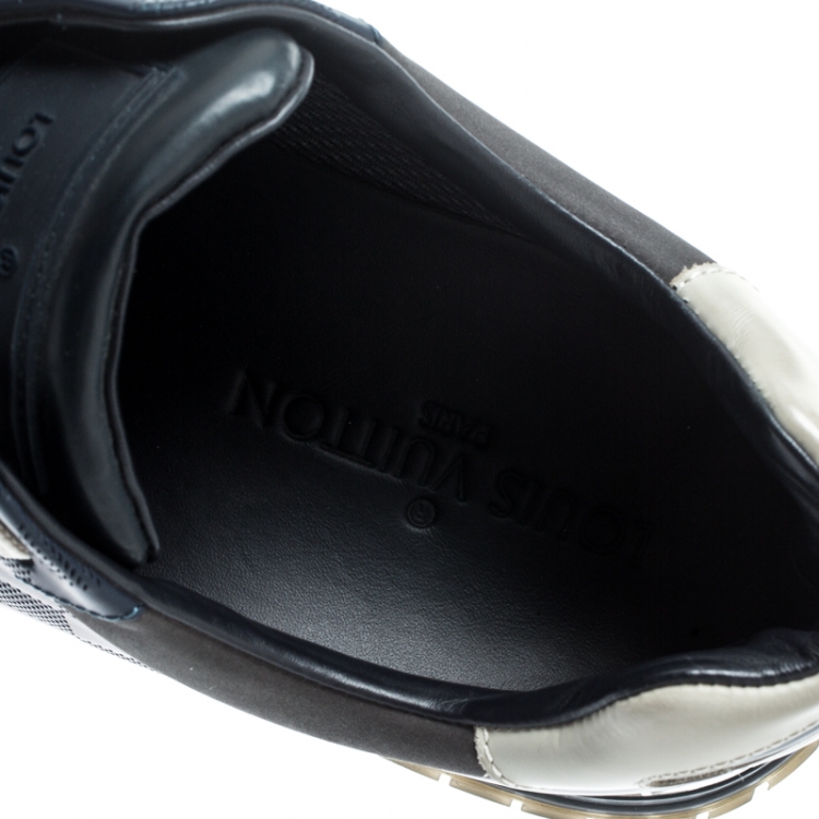 Pre Owned Louis Vuitton Black Damier Fabric And Leather Trim Run Away Lace Up Sneakers Size 41.5