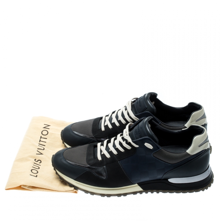 Pre Owned Louis Vuitton Black Damier Fabric And Leather Trim Run Away Lace Up Sneakers Size 41.5