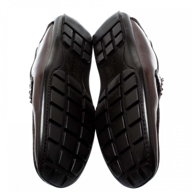 Pre Owned Louis Vuitton Brown Leather Loafers Size 42