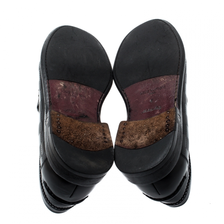 Pre Owned Louis Vuitton Black Damier Infini Embossed Outline Loafers Size 40