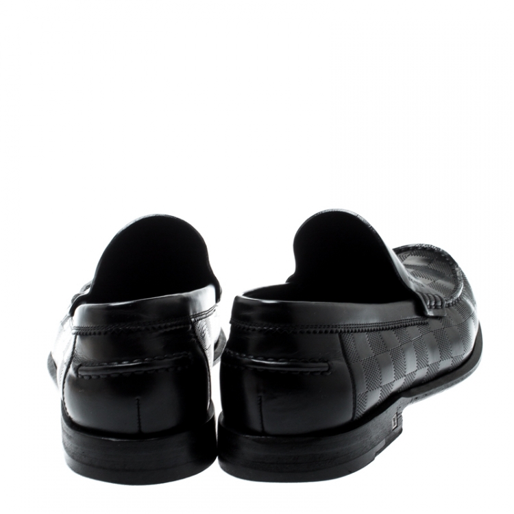 Pre Owned Louis Vuitton Black Damier Infini Embossed Outline Loafers Size 40