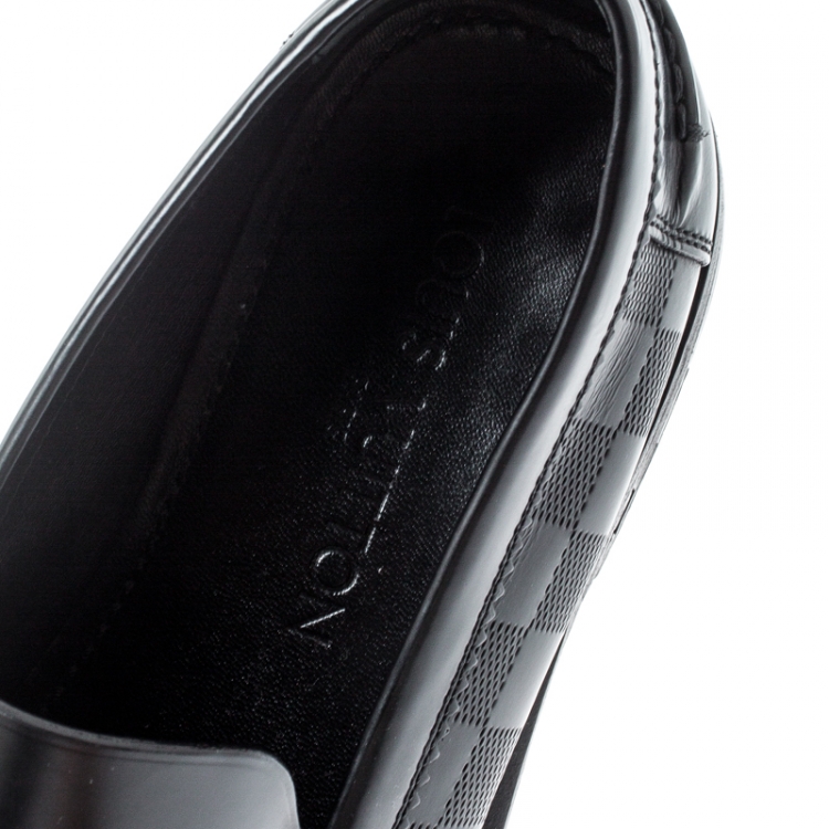 Pre Owned Louis Vuitton Black Damier Infini Embossed Outline Loafers Size 40