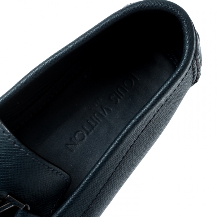 Pre Owned Louis Vuitton Navy Blue Leather Monte Carlo Loafers Size 42