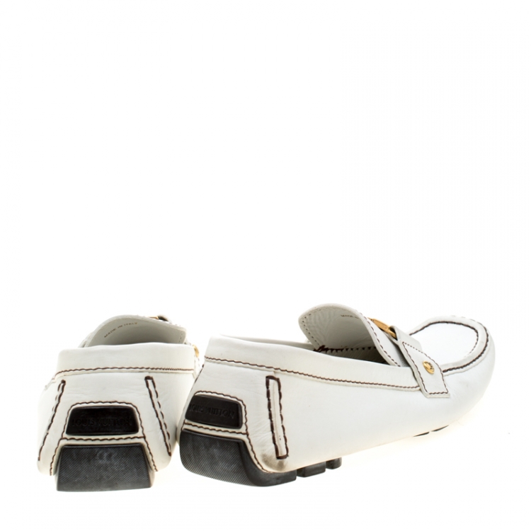 Pre Owned Louis Vuitton White Leather Monte Carlo Loafers Size 41.5
