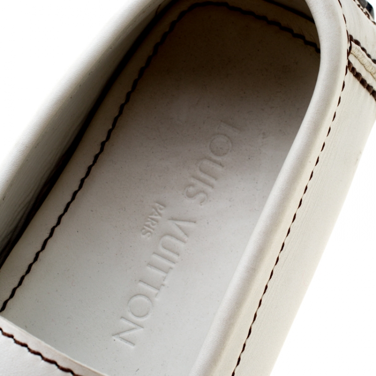 Pre Owned Louis Vuitton White Leather Monte Carlo Loafers Size 41.5