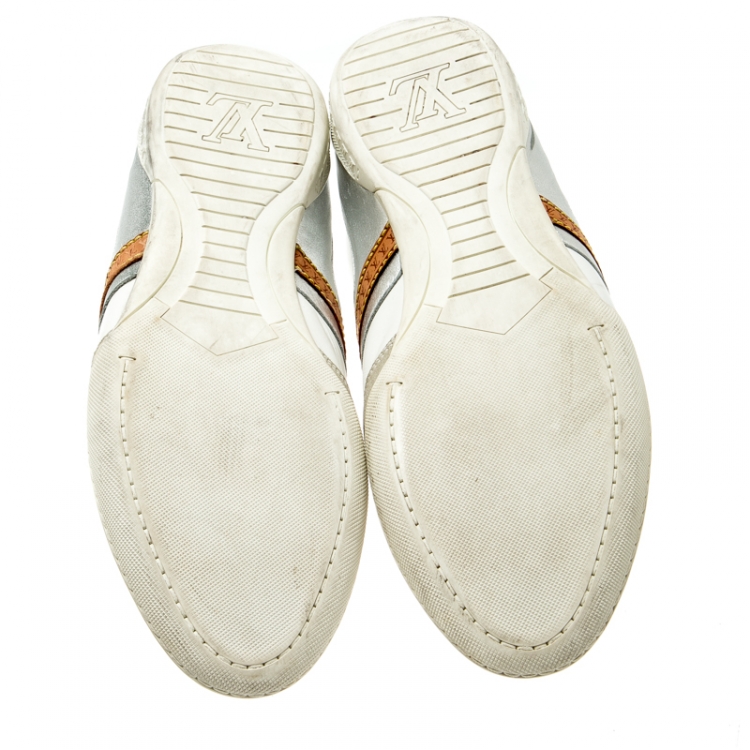 مملوكة مسبقًا Louis Vuitton Tricolor Leather And Suede Lace Up Sneakers Size 43