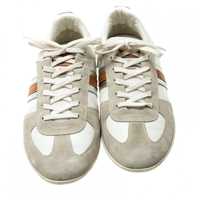 مملوكة مسبقًا Louis Vuitton Tricolor Leather And Suede Lace Up Sneakers Size 43