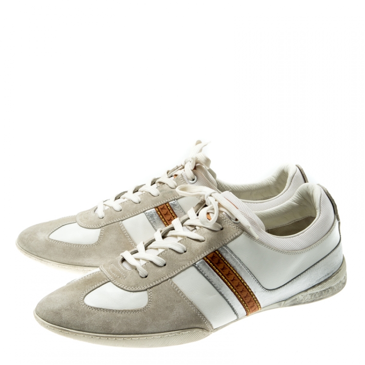 مملوكة مسبقًا Louis Vuitton Tricolor Leather And Suede Lace Up Sneakers Size 43