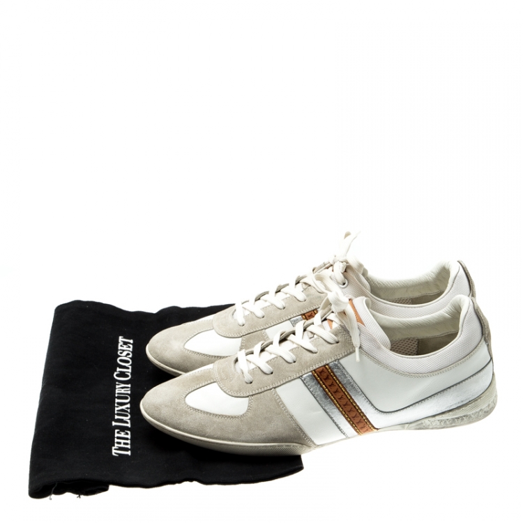 مملوكة مسبقًا Louis Vuitton Tricolor Leather And Suede Lace Up Sneakers Size 43