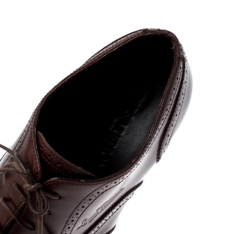 Pre Owned Louis Vuitton Brown Brogue Leather Lace Up Oxford Size 41.5