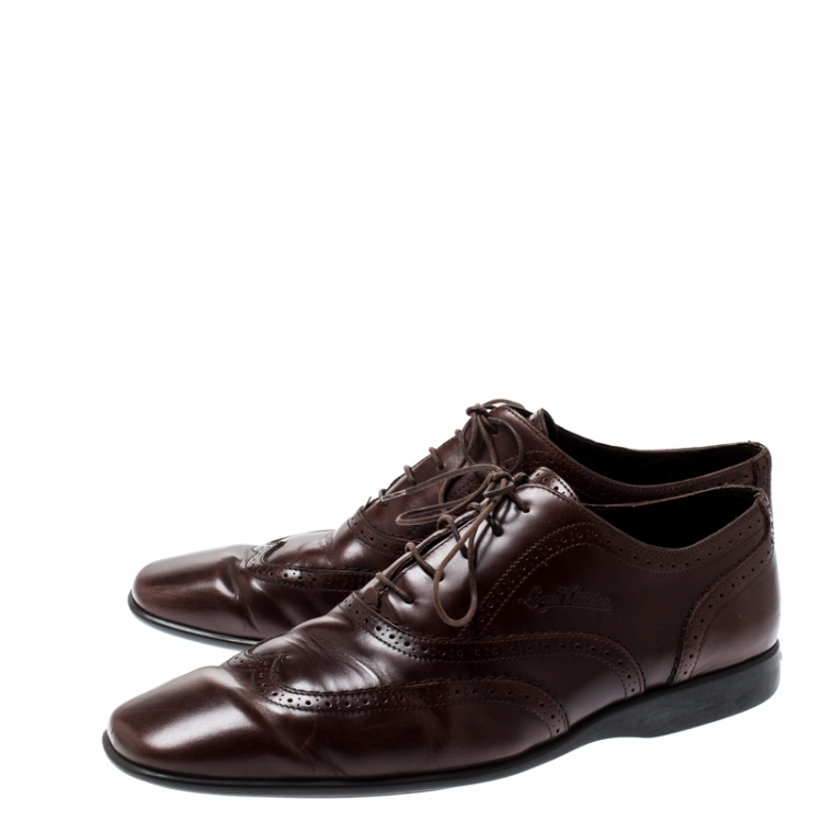 Pre Owned Louis Vuitton Brown Brogue Leather Lace Up Oxford Size 41.5
