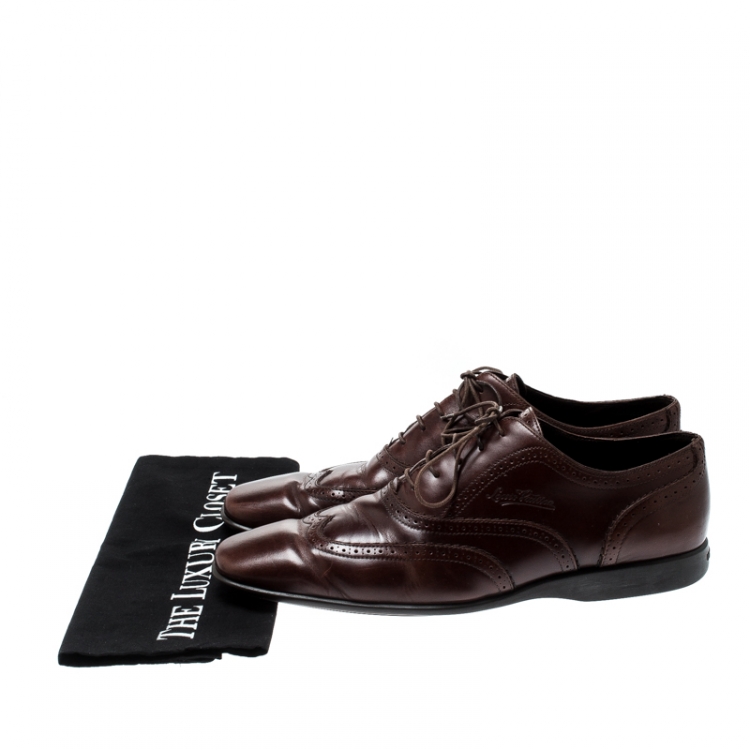 Pre Owned Louis Vuitton Brown Brogue Leather Lace Up Oxford Size 41.5