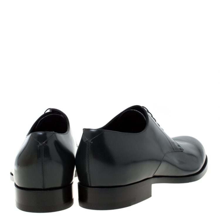 Pre Owned Louis Vuitton Dark Grey Leather Lace Up Derby Size 43.5