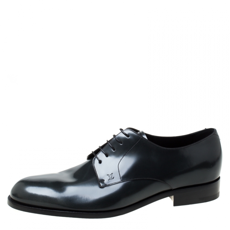Pre Owned Louis Vuitton Dark Grey Leather Lace Up Derby Size 43
