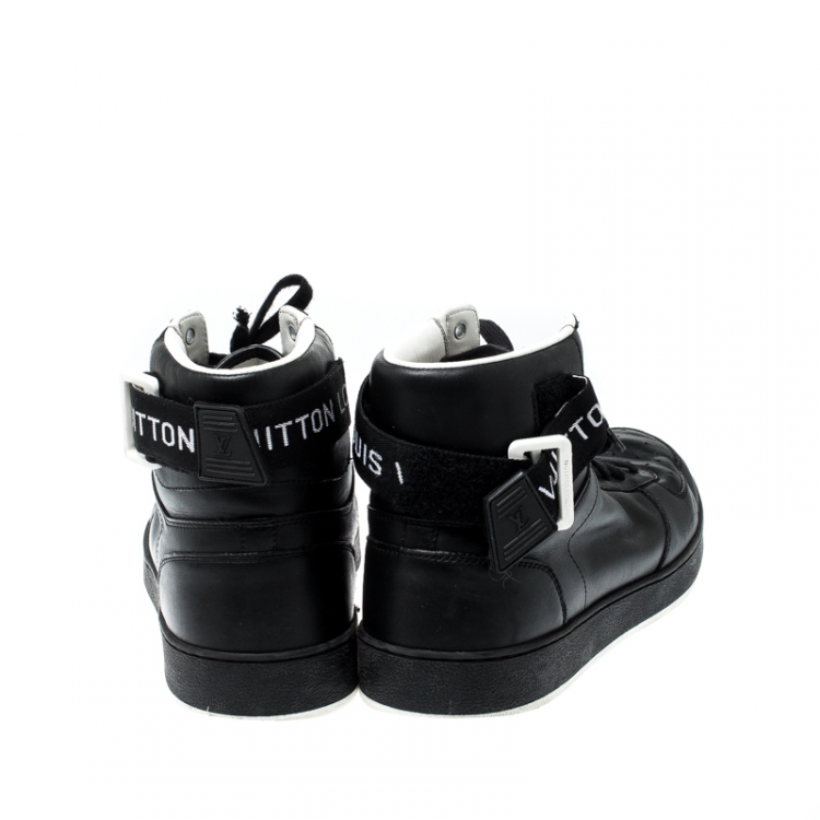 Pre Owned Louis Vuitton Black Leather High Top Sneakers Size 39