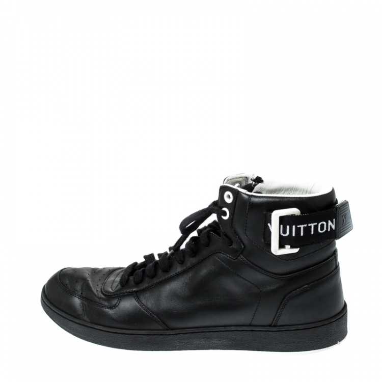Pre Owned Louis Vuitton Black Leather High Top Sneakers Size 39