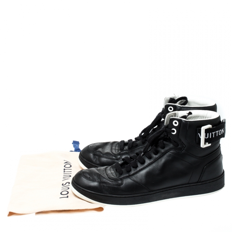 Pre Owned Louis Vuitton Black Leather High Top Sneakers Size 39