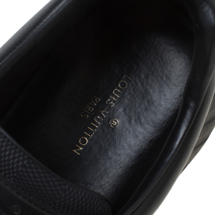 Pre Owned Louis Vuitton Black Damier Nylon and Nubuck Leather Fastlane Sneakers Size 43.5