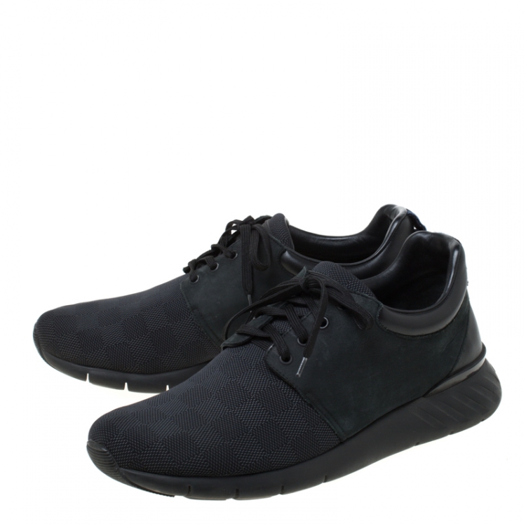 Pre Owned Louis Vuitton Black Damier Nylon and Nubuck Leather Fastlane Sneakers Size 43.5