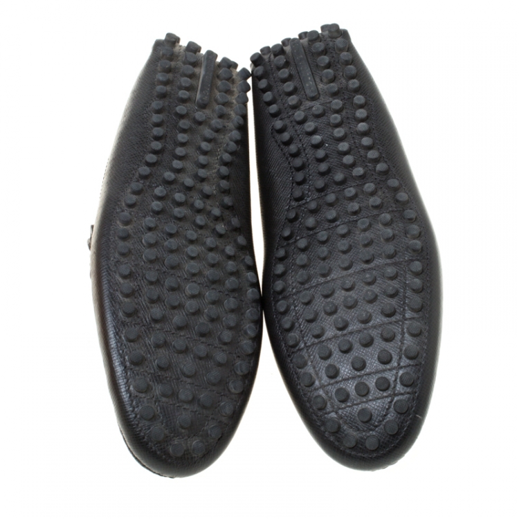 Pre Owned Louis Vuitton Black Leather Hockenheim Loafers Size 42