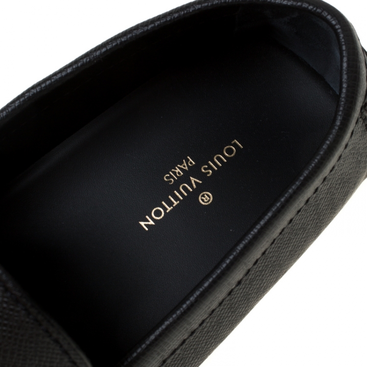 Pre Owned Louis Vuitton Black Leather Hockenheim Loafers Size 42