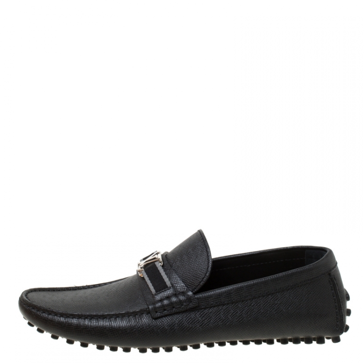 Pre Owned Louis Vuitton Black Leather Hockenheim Loafers Size 42