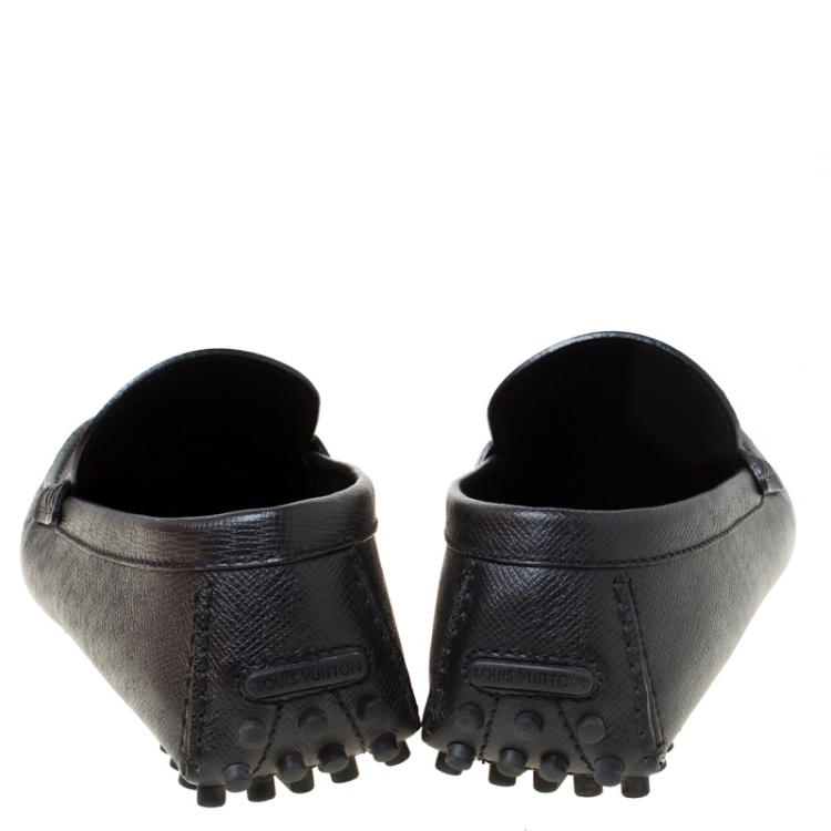 Pre Owned Louis Vuitton Black Leather Hockenheim Loafers Size 42