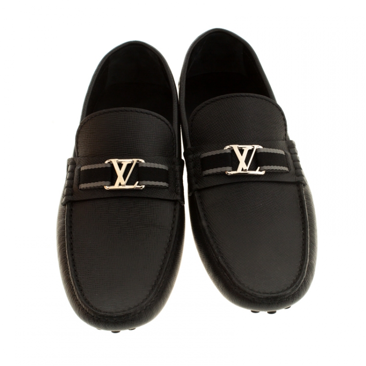 Pre Owned Louis Vuitton Black Leather Hockenheim Loafers Size 42