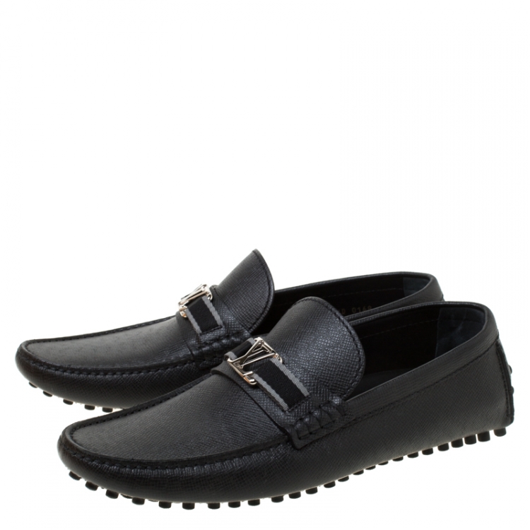 Pre Owned Louis Vuitton Black Leather Hockenheim Loafers Size 42