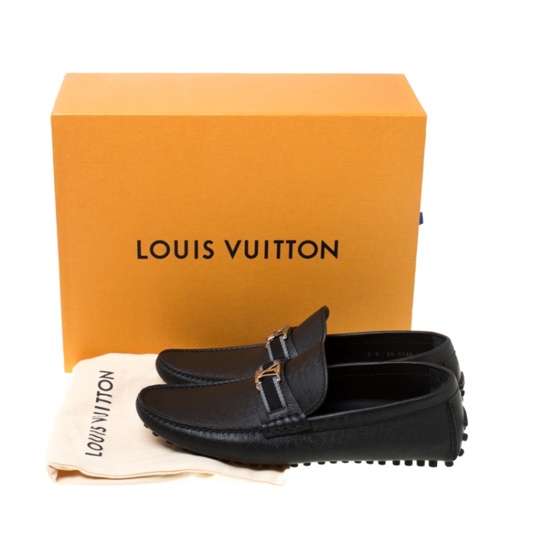 Pre Owned Louis Vuitton Black Leather Hockenheim Loafers Size 42