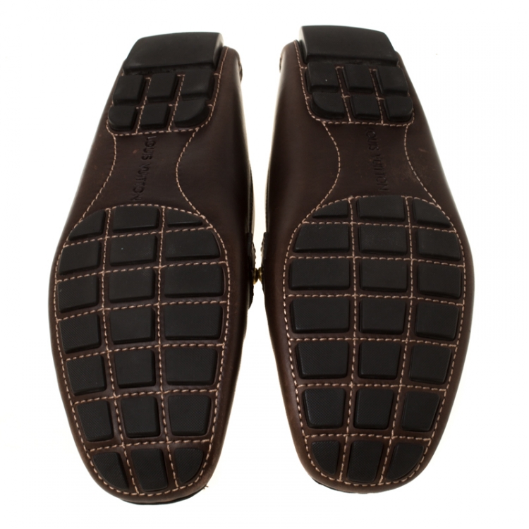 Pre Owned Louis Vuitton Brown Leather Monte Carlo Loafers Size 43.5