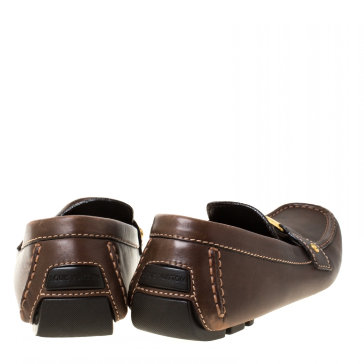 Pre Owned Louis Vuitton Brown Leather Monte Carlo Loafers Size 43.5