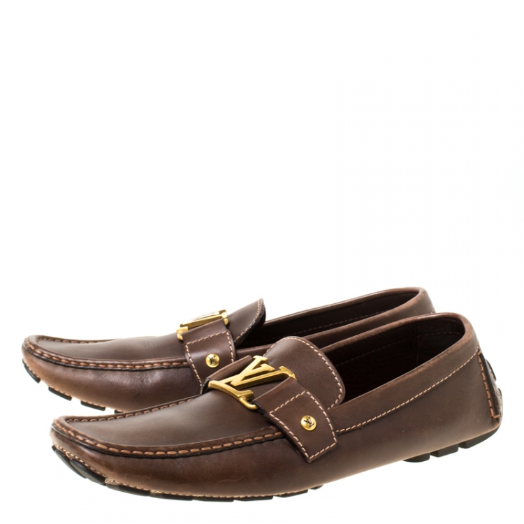Pre Owned Louis Vuitton Brown Leather Monte Carlo Loafers Size 43.5