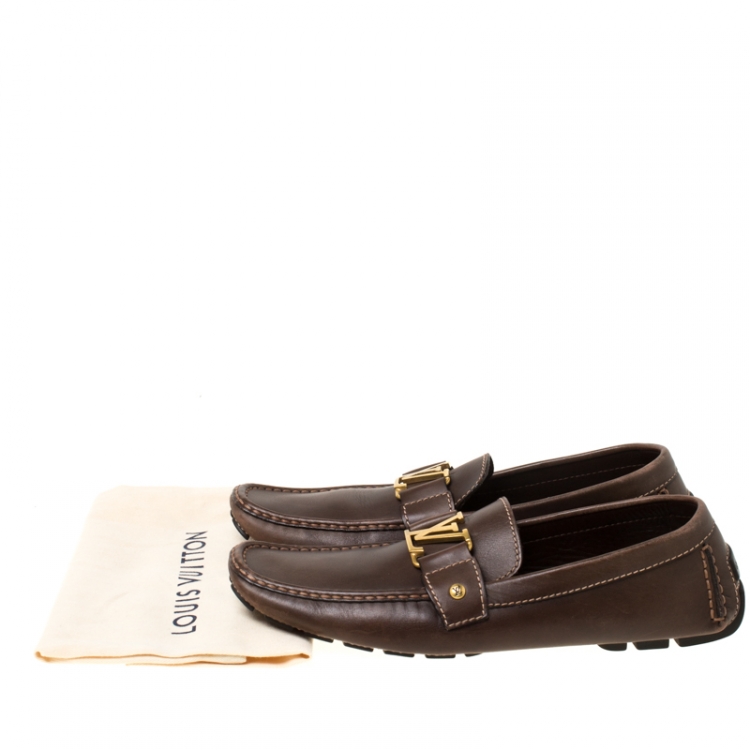 Pre Owned Louis Vuitton Brown Leather Monte Carlo Loafers Size 43.5